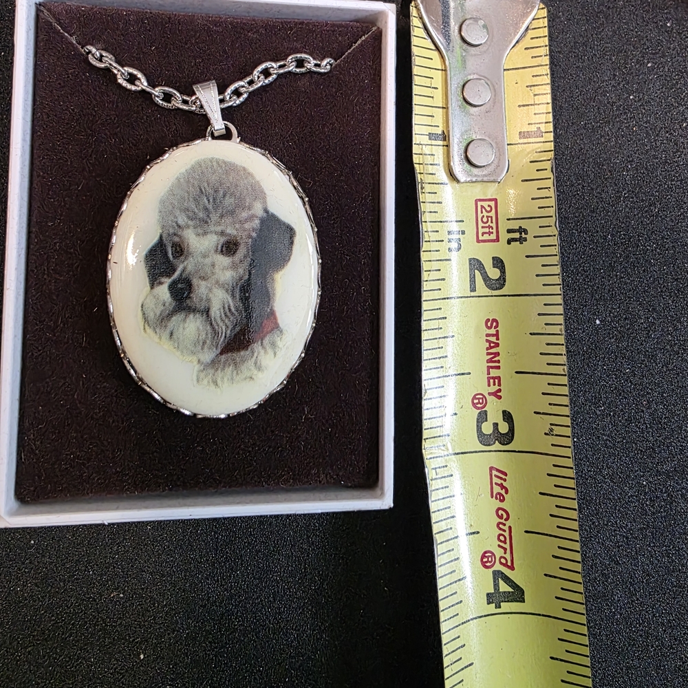 Stanley Silver Chain Necklace with Cream Oval Dog Portrait Pendant